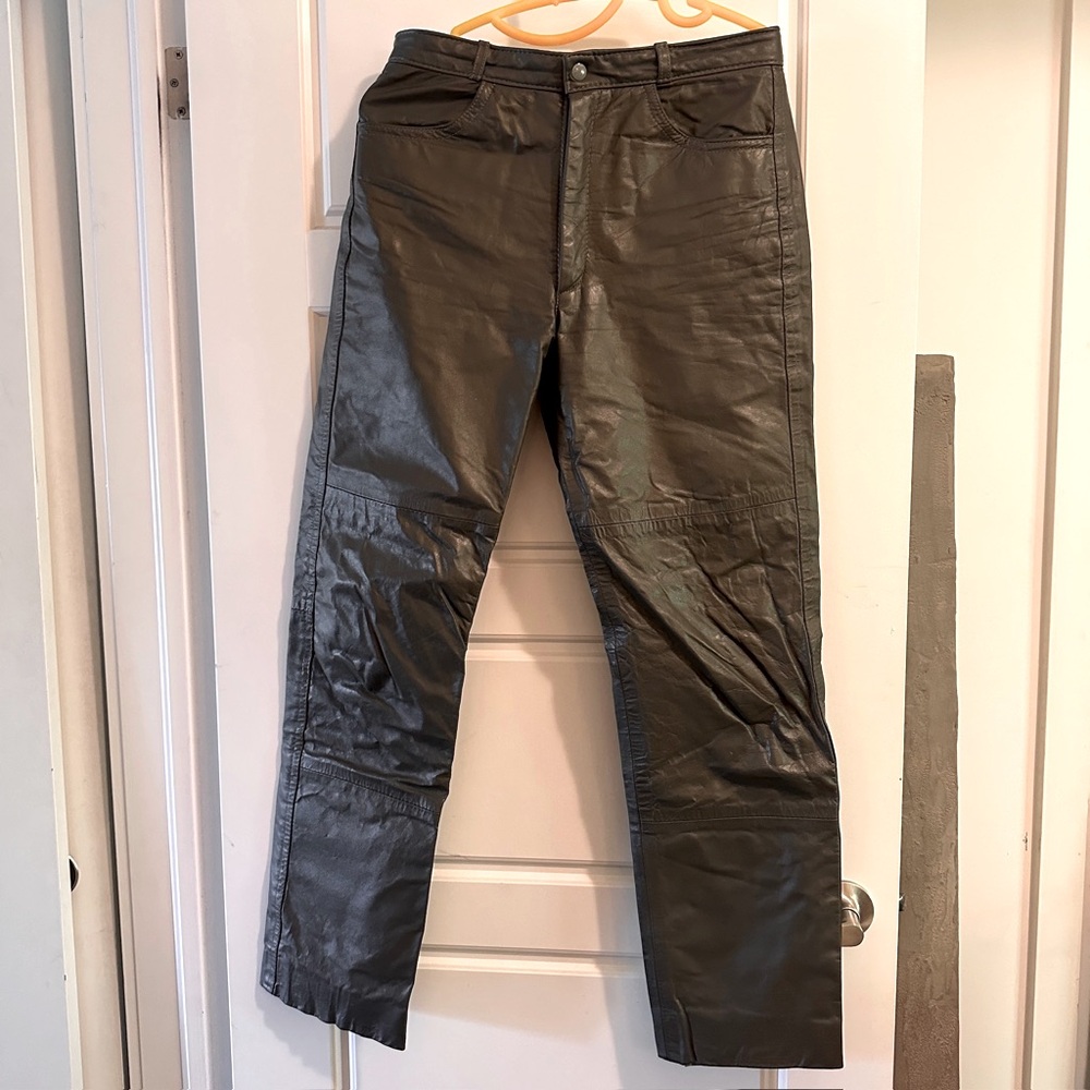 Vintage Jonathan Christopher Canada Grey Genuine Leather Lined Pants unisex Moto